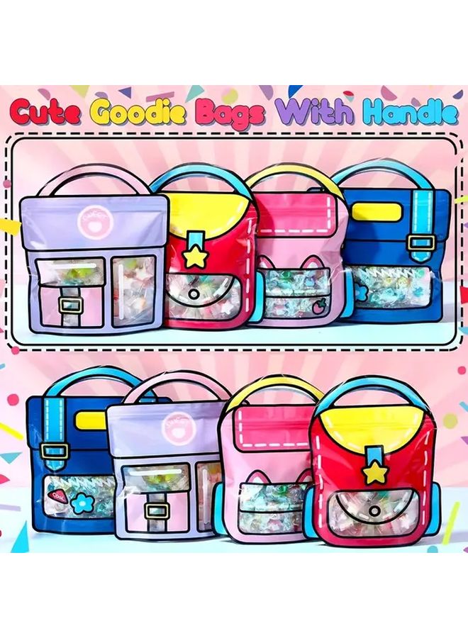 50pcs Colorful Clear Window Plastic Gift Bags Self Sealing Backpack Design For Snacks Candy Party - Image 2